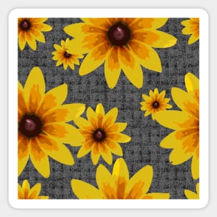 Blackeyed Susan on Burlap Grey Repeat 5748 Sticker